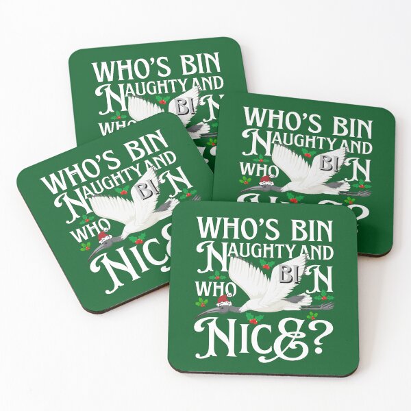 Item preview, Australian White Bin Chicken Christmas Ibis Bird Santa Funny Quotes Who's Bin Naughty And Who's Bin Nice Xmas Animal designed and sold by LittleZea.