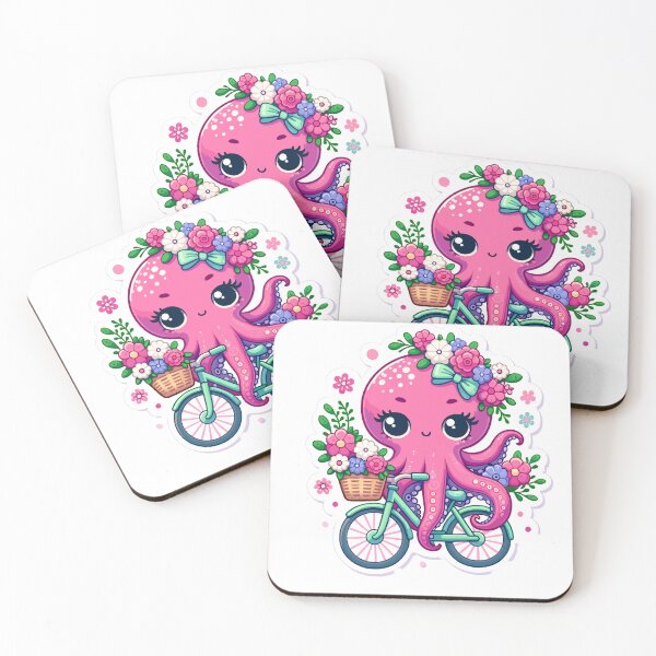 Item preview,  Octopus riding a flowery bicycle. designed and sold by LILY ROSE.