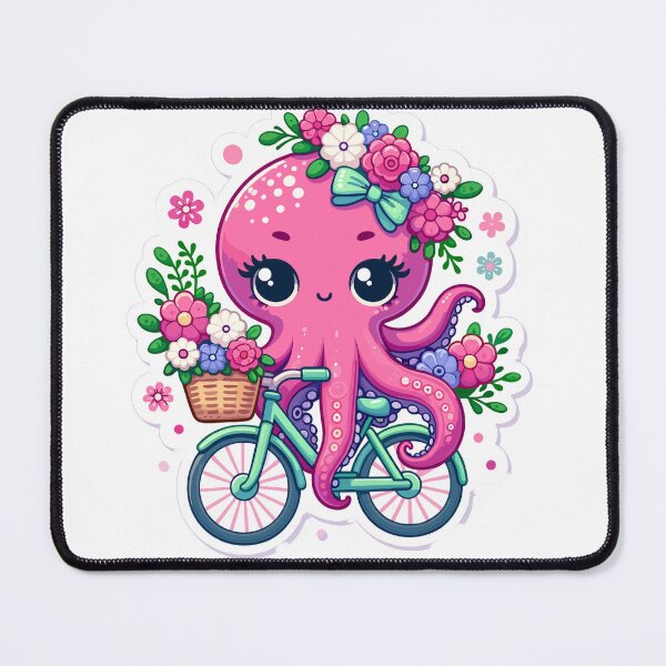 Item preview,  Octopus riding a flowery bicycle. designed and sold by LILY ROSE.