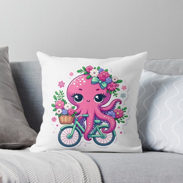 Item preview,  Octopus riding a flowery bicycle. designed and sold by LILY ROSE.
