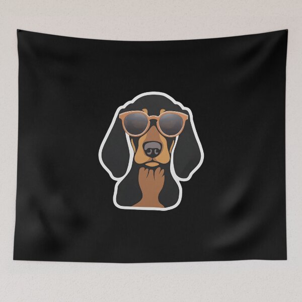 Aperçu de l'œuvre Coonhound Noir Et Feu Dans Des Lunettes De Soleil Cool créée et vendue par CUTEDOGGIEZ.