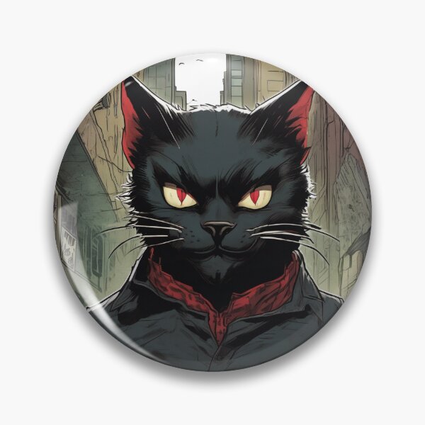 Item preview, Cursed Black Cat with Red Eyes in the City Meme - Evil and Cursed Cat  designed and sold by CatMemesWorld.