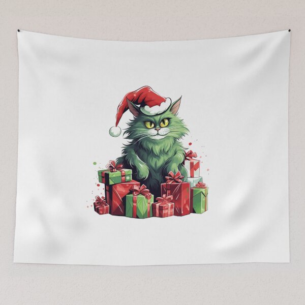 Item preview, Green Cat Christmas designed and sold by slicksdesigns.