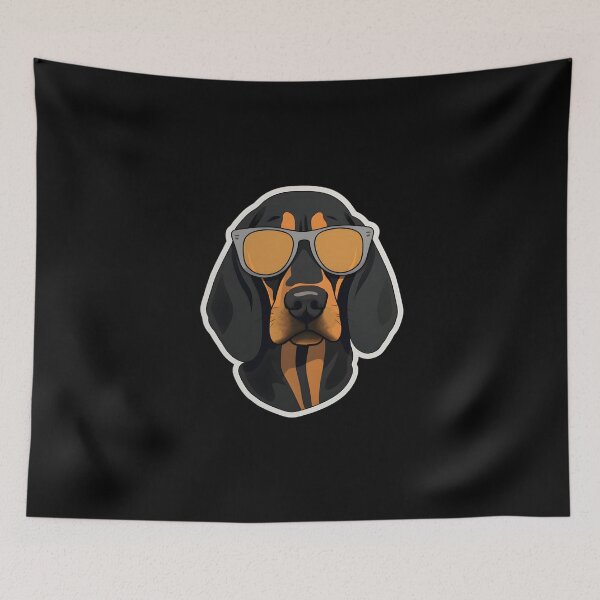 Aperçu de l'œuvre Silly Glasses Black And Tan Coonhound créée et vendue par CUTEDOGGIEZ.