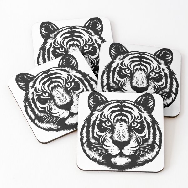 Item preview, Illustration Of Tiger Head Black And White designed and sold by 22Coolidea.