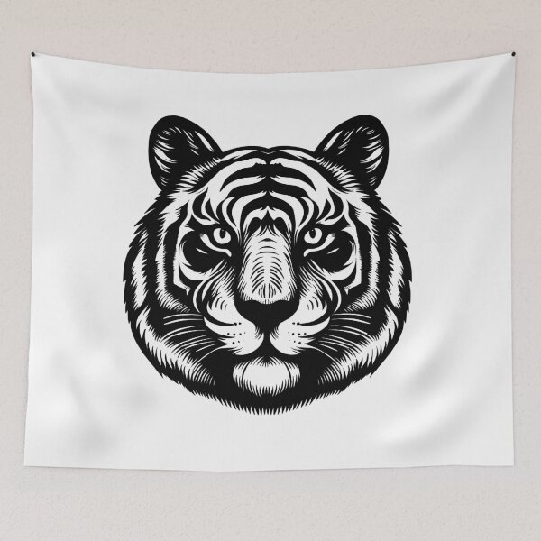 Item preview, Illustration Of Tiger Head Black And White designed and sold by 22Coolidea.