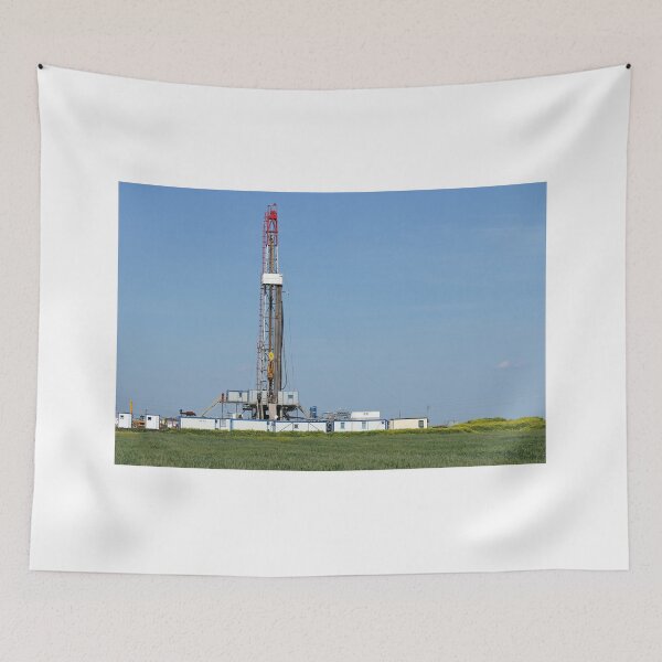 Item preview, land oil drilling rig on green field landscape designed and sold by goceris.