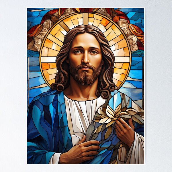 Item preview, Heavenly Transcendence: Christian Faith Gifts with Jesus Christ in Stained Glass Art - Christian designed and sold by HeavenArtStudio.