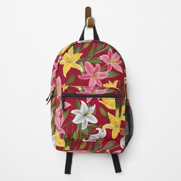 Item preview, White, Pink and Yellow Lilies on Red Background designed and sold by Carlo-Atzei.