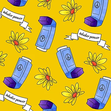 Artwork thumbnail, Inhaler Power! - pattern - yellow by Chiara Filincieri