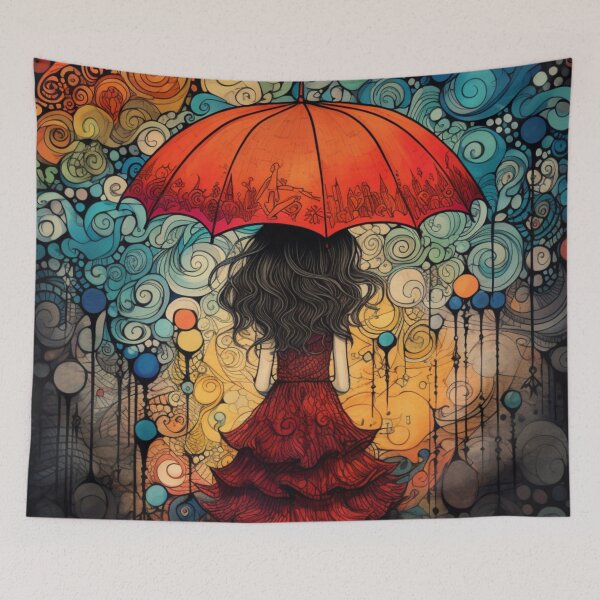 Item preview, Girl Holding Umbrella Bright and Bold designed and sold by whitecat23.