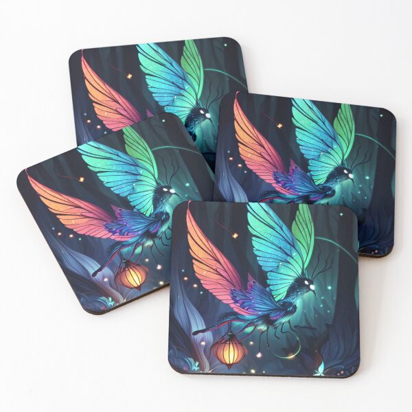 Item preview, beautiful forest picture, aesthetic, fairies, fireflies, birds, goblins, butterflies, dragonflies, pretty fantasy picture, perfect illustration designed and sold by Bernsteinhaus.