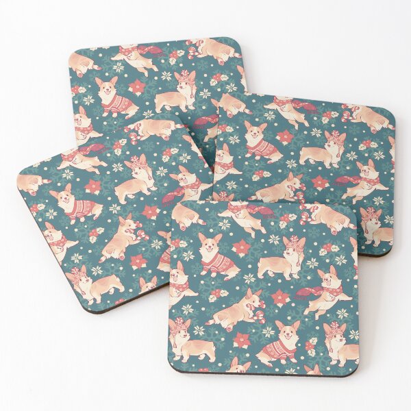 Item preview, Winter corgis in homely teal designed and sold by Colordrilos.