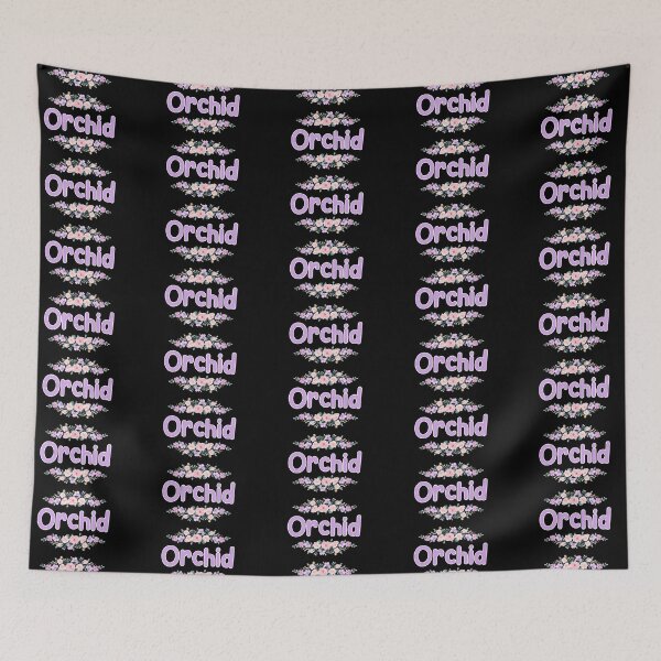 Item preview, Purple Flower Orchid Name Label (Black) designed and sold by NormadWorld.