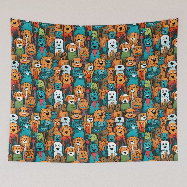 Item preview, Seamless Cartoon Dogs and Cats Pattern designed and sold by HisoTorDesign.