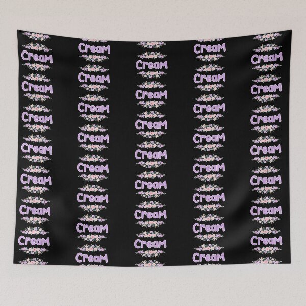 Item preview, Purple Flower Cream Name Label (Black) designed and sold by NormadWorld.