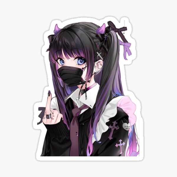 Anime Aesthetic Street Punk Hoodie Mask Otaku Girl Sticker for