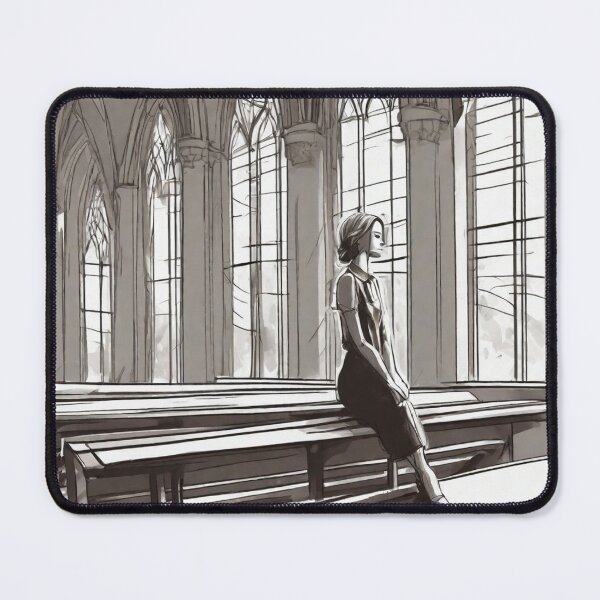 Item preview, sketch of a lady standing in a church designed and sold by ailia-hikaru.