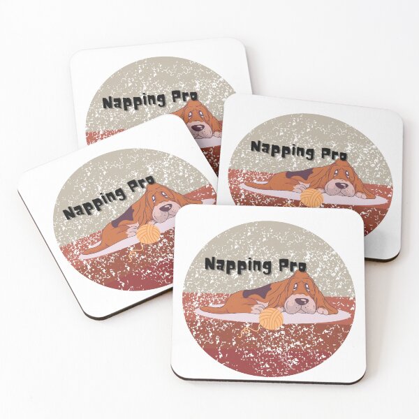 Item preview, Napping Pro Basset hound retro vibe designed and sold by ConnieVZ.