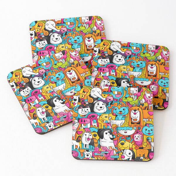 Item preview, Cute Cartoon Dogs and Cats Playing in the Park designed and sold by HisoTorDesign.