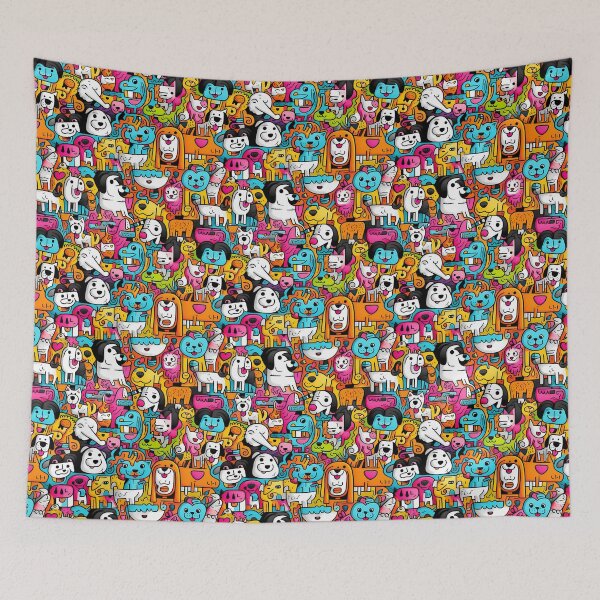 Item preview, Cute Cartoon Dogs and Cats Playing in the Park designed and sold by HisoTorDesign.