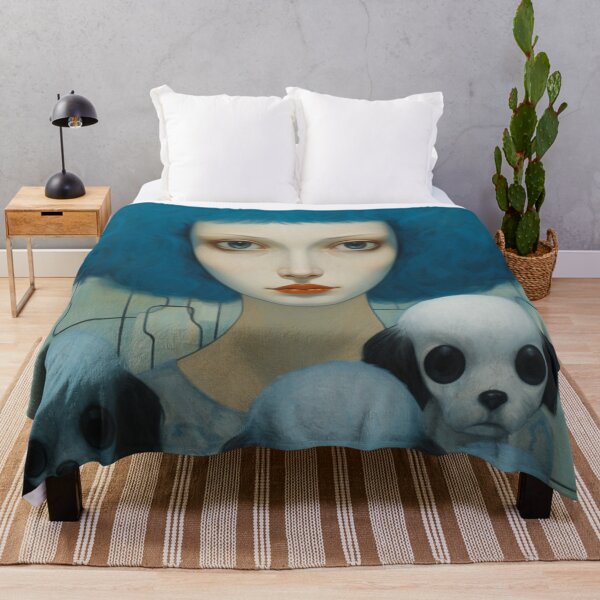 Item preview, Woman With Blue Hair and Dogs designed and sold by whitecat23.