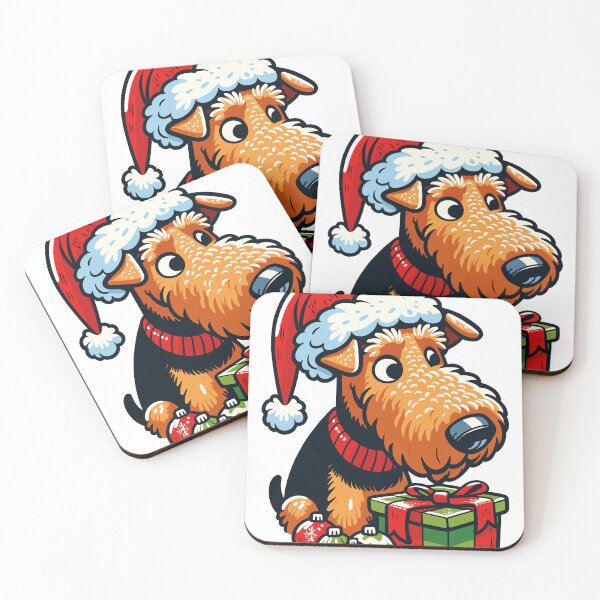 Artikelvorschau, Airedale-Weihnachtsaufkleber entworfen und verkauft von bihtti.