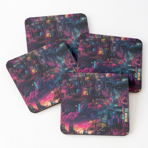 Item preview, Glowing Neon Cyberpunk Rainbow City  designed and sold by NikkofTime.