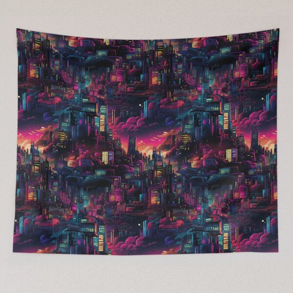 Item preview, Glowing Neon Cyberpunk Rainbow City  designed and sold by NikkofTime.
