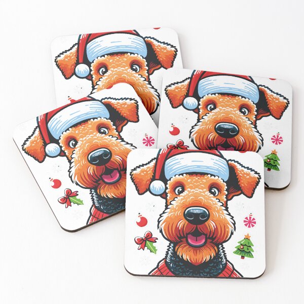 Item preview, Airedale Christmas Sticker designed and sold by bihtti.