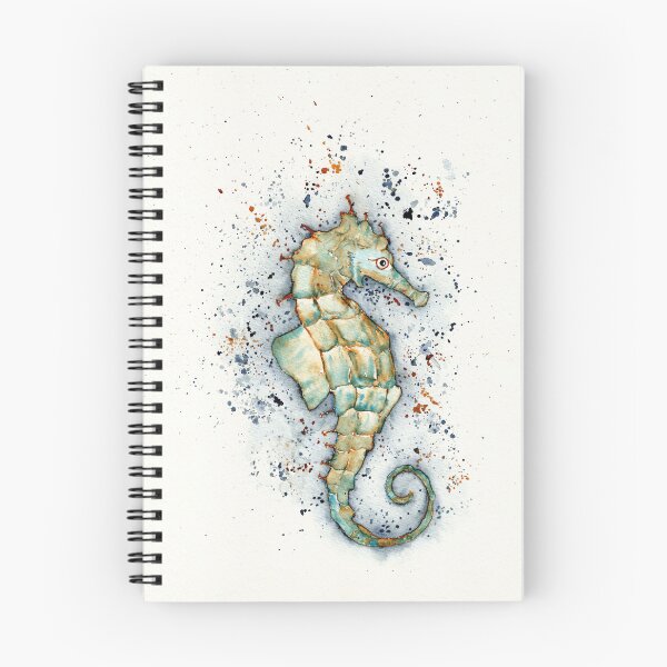 Artikelvorschau, Ein glückliches Seepferdchen auf einem blauen gesprenkelten Hintergrund entworfen und verkauft von Cacatuart.
