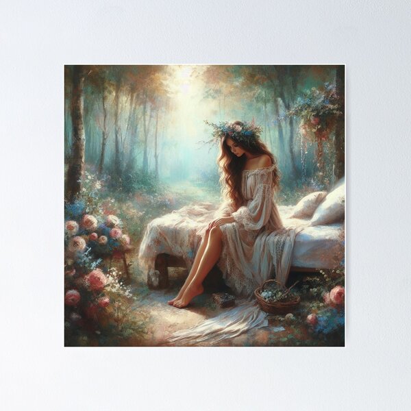 Item preview, ROMANTIC LADY ON BED designed and sold by SCOTTYBOYART.