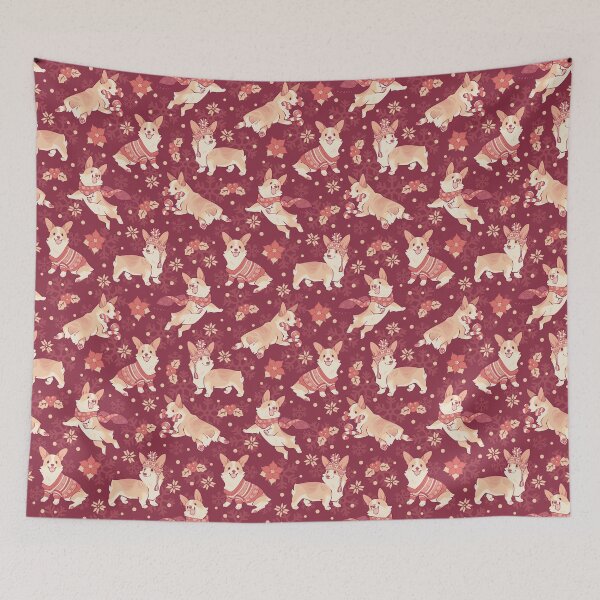 Item preview, Winter corgis in jolly crimson designed and sold by Colordrilos.