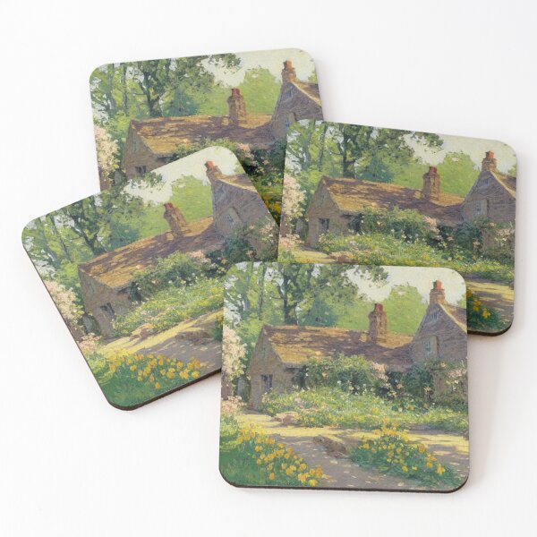 Item preview, English Cotswold Cottage in Springtime Oil Painting designed and sold by MeadowFarmPrint.