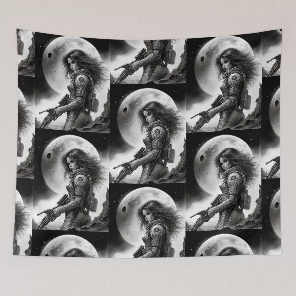 Item preview, Armed astronaut girl on an unknown planet designed and sold by MetalSatyrShop.