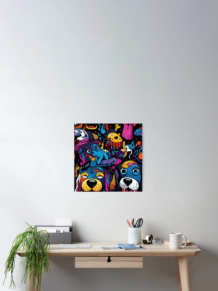 Thumbnail 2 of 3, Poster, Seamless Colorful Dogs Pattern designed and sold by HisoTorDesign.