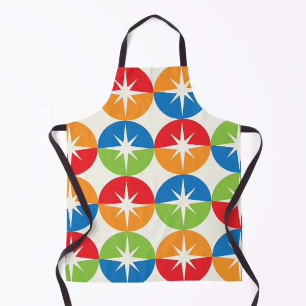 Item preview, Mid Century Retro Starbursts on Orange, Red, Green, Blue half circles  designed and sold by Yasminepatterns .
