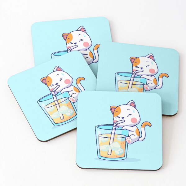 Item preview, Refreshing Feline Sip: Cute Cat with Orange Juice Cartoon Vector Illustration" designed and sold by hjian8219.