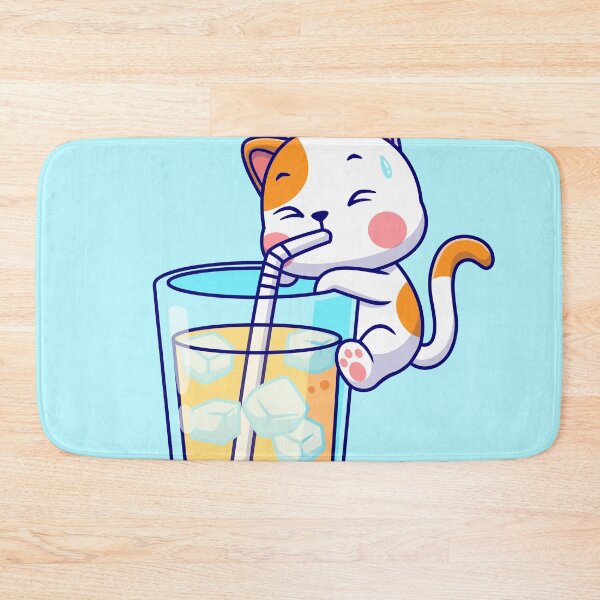 Item preview, Refreshing Feline Sip: Cute Cat with Orange Juice Cartoon Vector Illustration" designed and sold by hjian8219.