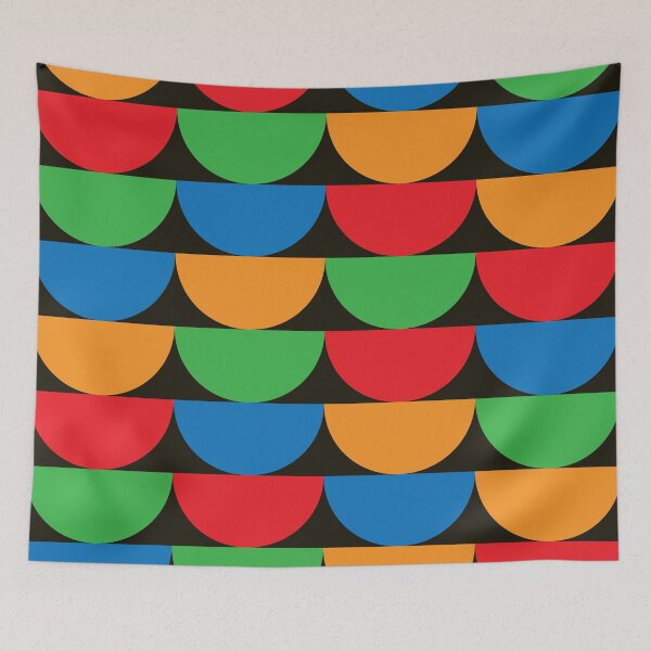 Item preview, Mid Century Modern Colorful Abstract half circles pattern  designed and sold by Yasminepatterns .