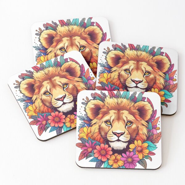 Item preview, A NICE AND CUTE LION AMONG THE FLOWERS designed and sold by infinitearte.