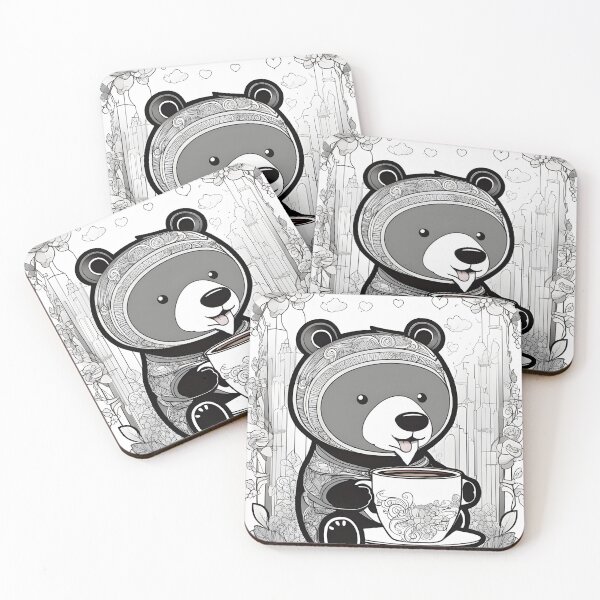 Item preview, bear drinking coffee designed and sold by qoaqja.