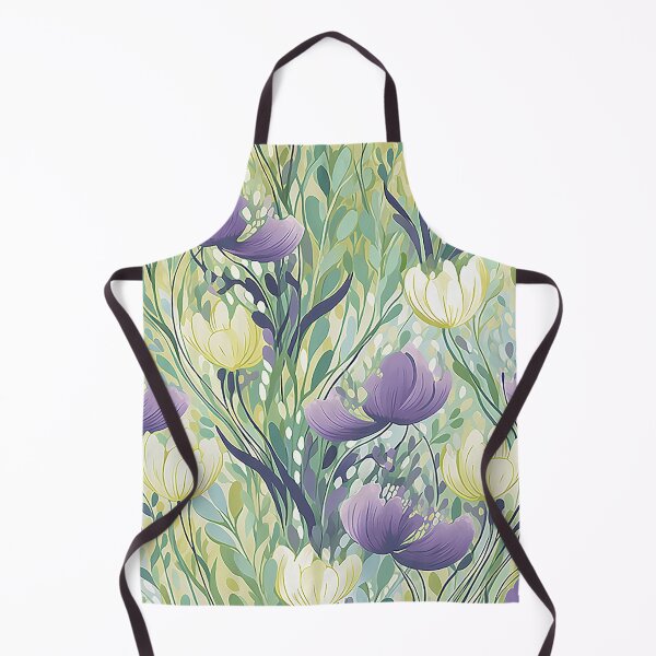 Item preview, Soft Bloom Elegance - Yellow, Purple & Green Abstract Floral Pattern designed and sold by PaintbrushPlace.
