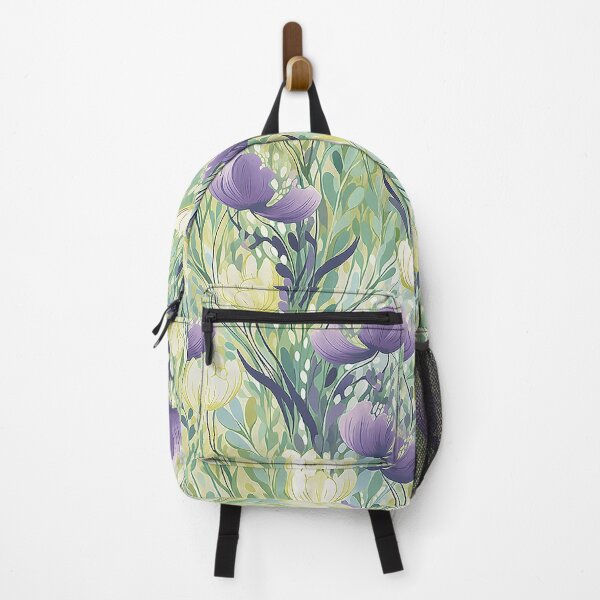 Item preview, Soft Bloom Elegance - Yellow, Purple & Green Abstract Floral Pattern designed and sold by PaintbrushPlace.