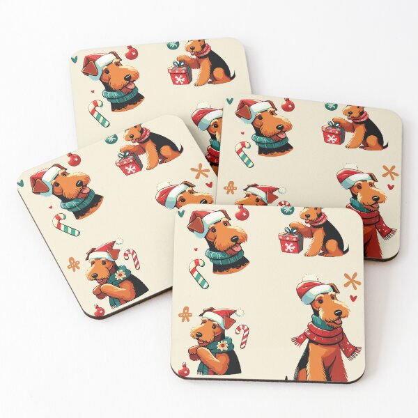 Item preview, Airedale Christmas Sticker designed and sold by bihtti.