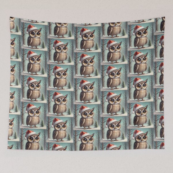 Item preview, Owl  Christmas with santa hat on Happy Owlidays  designed and sold by BotunPeony.