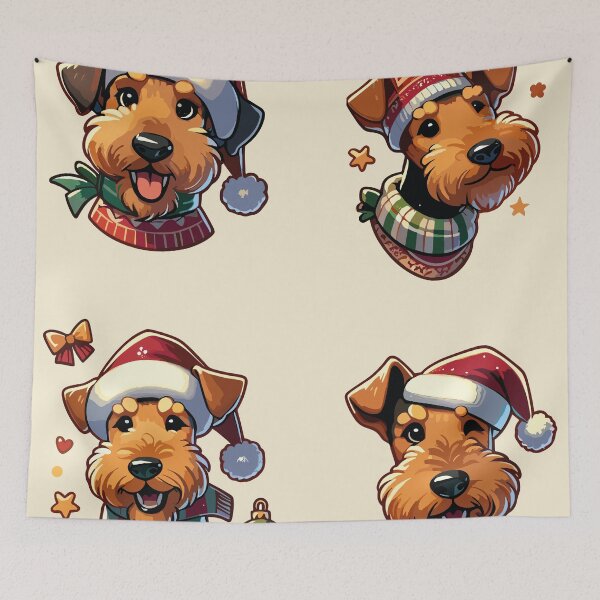 Item preview, Airedale Christmas Sticker designed and sold by bihtti.