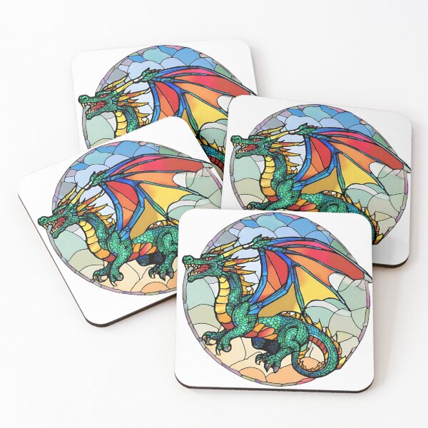 Item preview,  colorful stained glass with animals, dragon 5 designed and sold by GroonSpace.