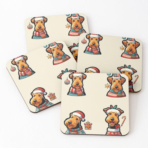 Item preview, Airedale Christmas Sticker designed and sold by bihtti.