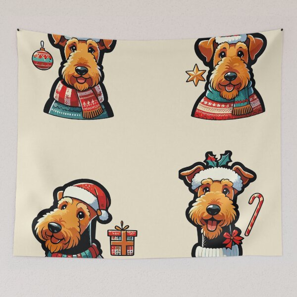 Item preview, Airedale Christmas Sticker designed and sold by bihtti.